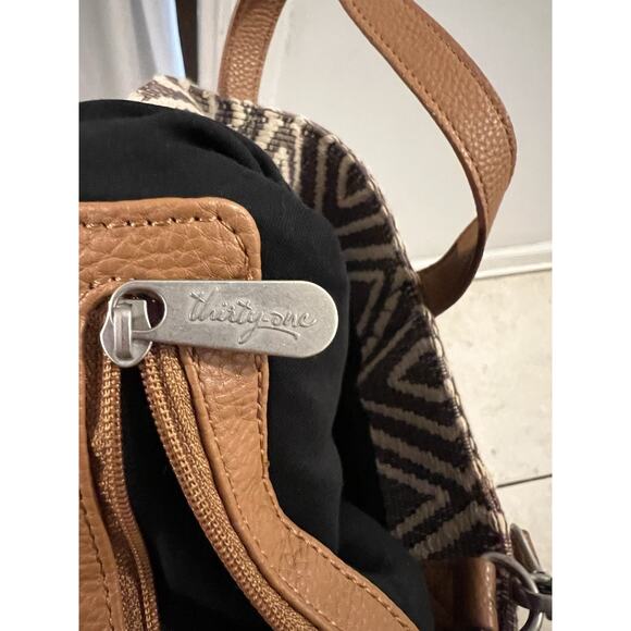 Thirty One Brown Diamond Pattern Retro Metro Hobo Crossbody Bag 14x10x4 - Picture 8 of 10